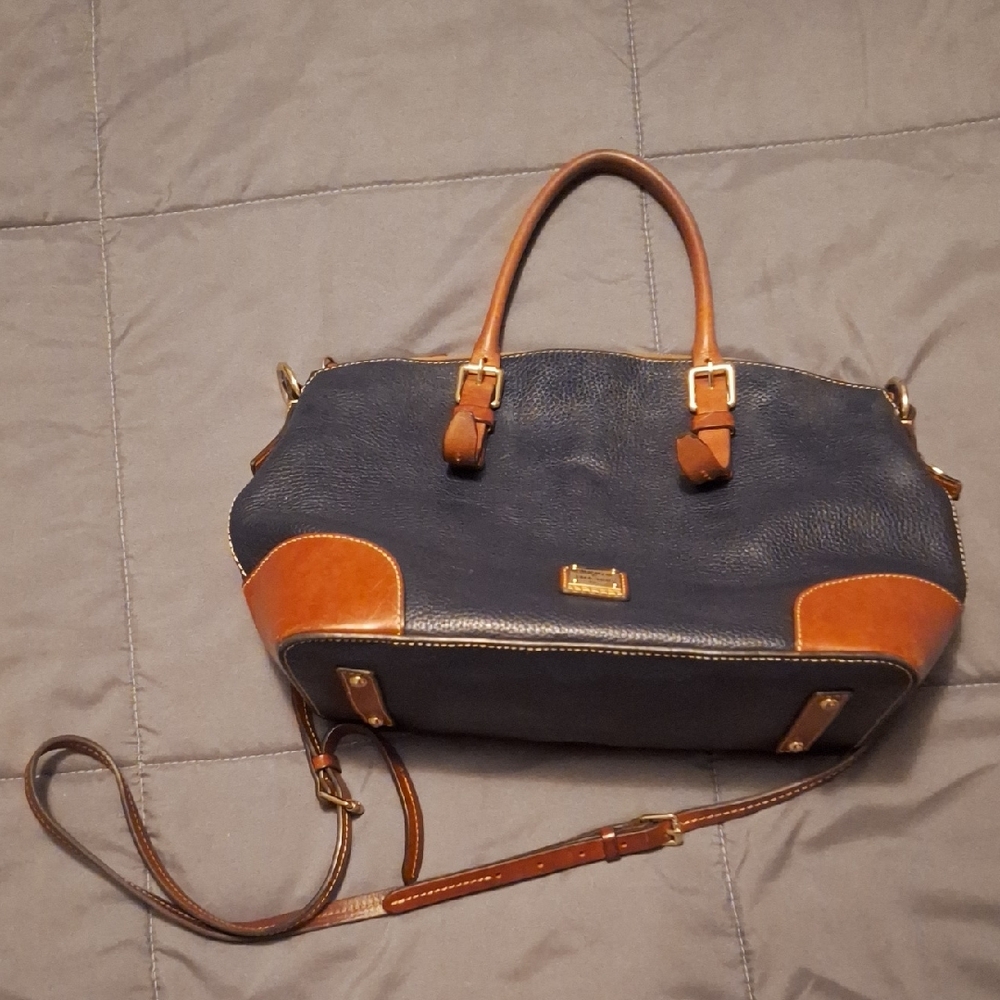 Dooney & Bourke Navy and Brown Leather Tote